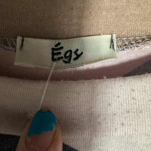 Egs Tunic Style Navy Pink Chevron Long Sleeve Twist Hem Top Size Large. - Picture 3 of 8